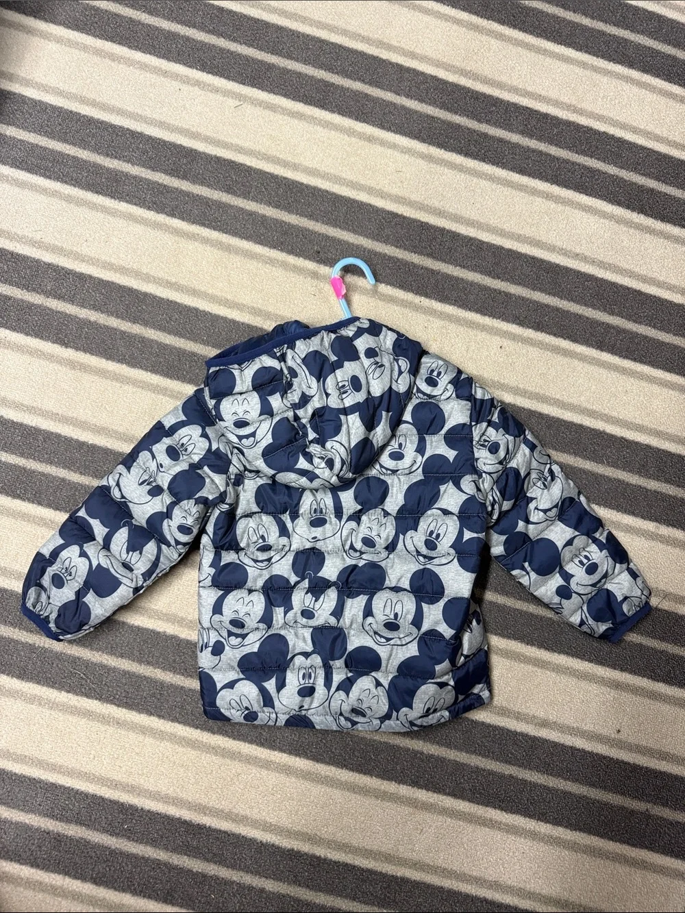 GAP Navy and Light Gray Mickey Mouse Puffer Jacket
